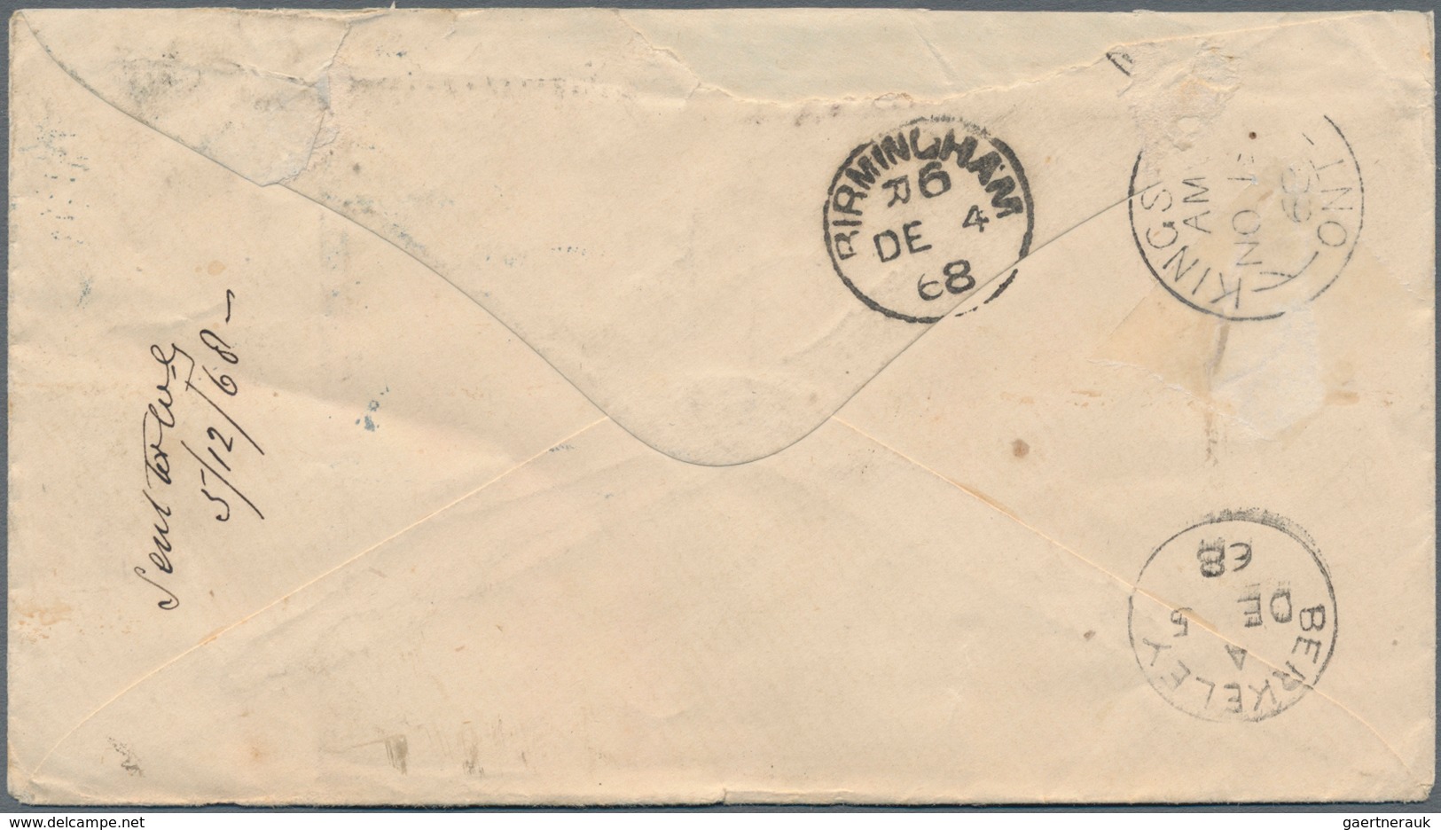 Canada: 1868, 12 1/2 Cent QV, Large Type, Single Franking On Cover From BELLEVILLE To England. The 1 - Andere & Zonder Classificatie