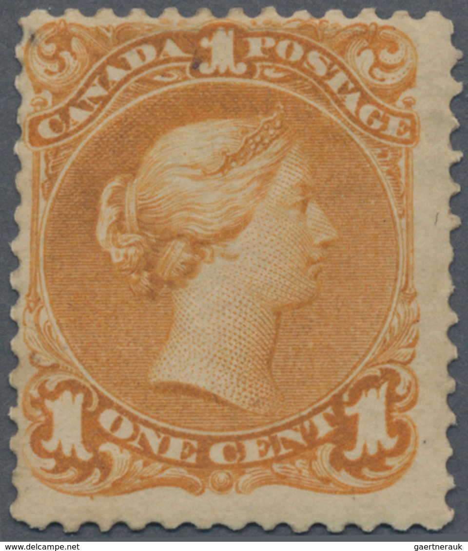 Canada: 1869, QV 1c. Orange-yellow (large Type) Mint Heavy Hinged, Scarce Stamp! SG. £ 1.000 - Other & Unclassified