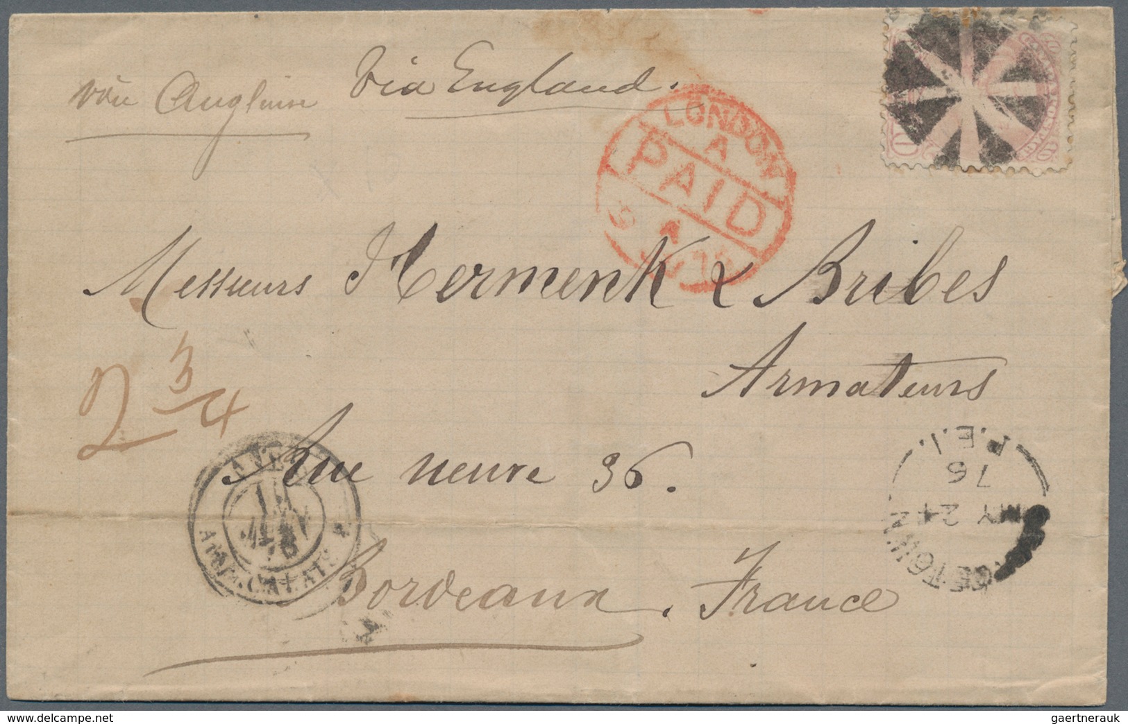 Canada: 1876, Small Queen Victoria 10 C Pale-lilac Tied By Cork Cancel On Folded Letter Written In M - Other & Unclassified