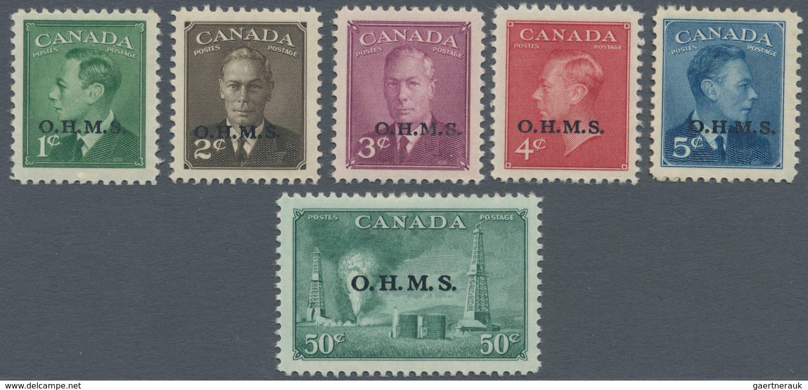 Canada - Dienstmarken: 1949/1950, KGVI Definitives With Black Opt. 'O.H.M.S.' Two Complete Sets Incl - Opdrukken