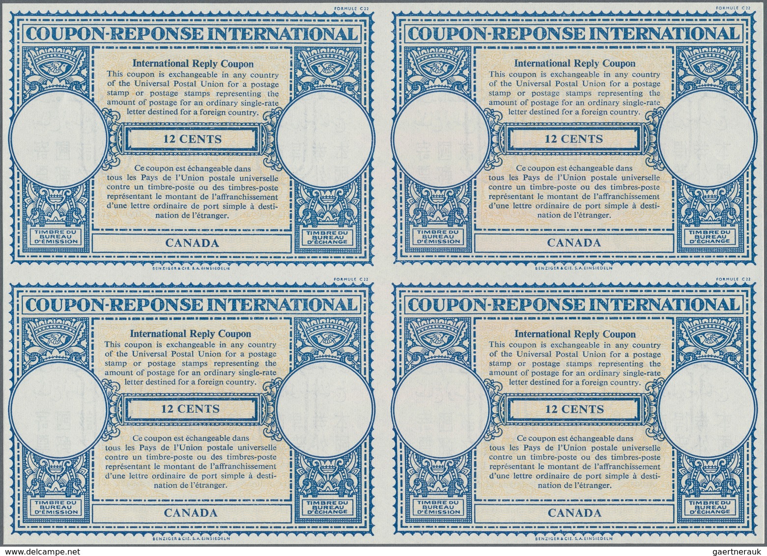 Canada - Ganzsachen: 1954. International Reply Coupon 12 Cents (London Type) In An Unused Block Of 4 - 1860-1899 Reign Of Victoria