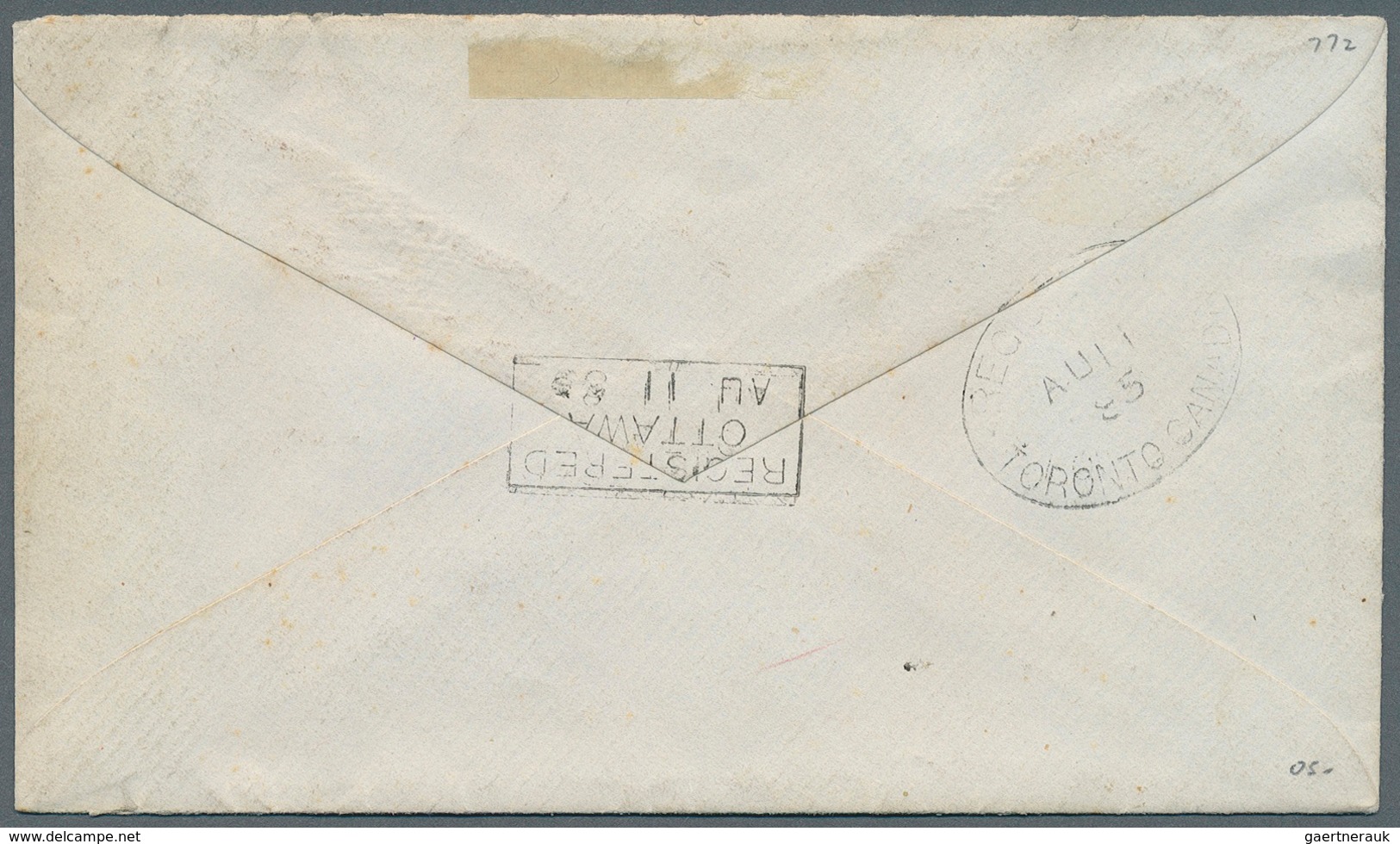 Canada - Stempel: OTTAWA CROWN 1885, Registration-stamp 2 C And QV 3 C (both Vermilion And Perf. 11) - Postgeschiedenis