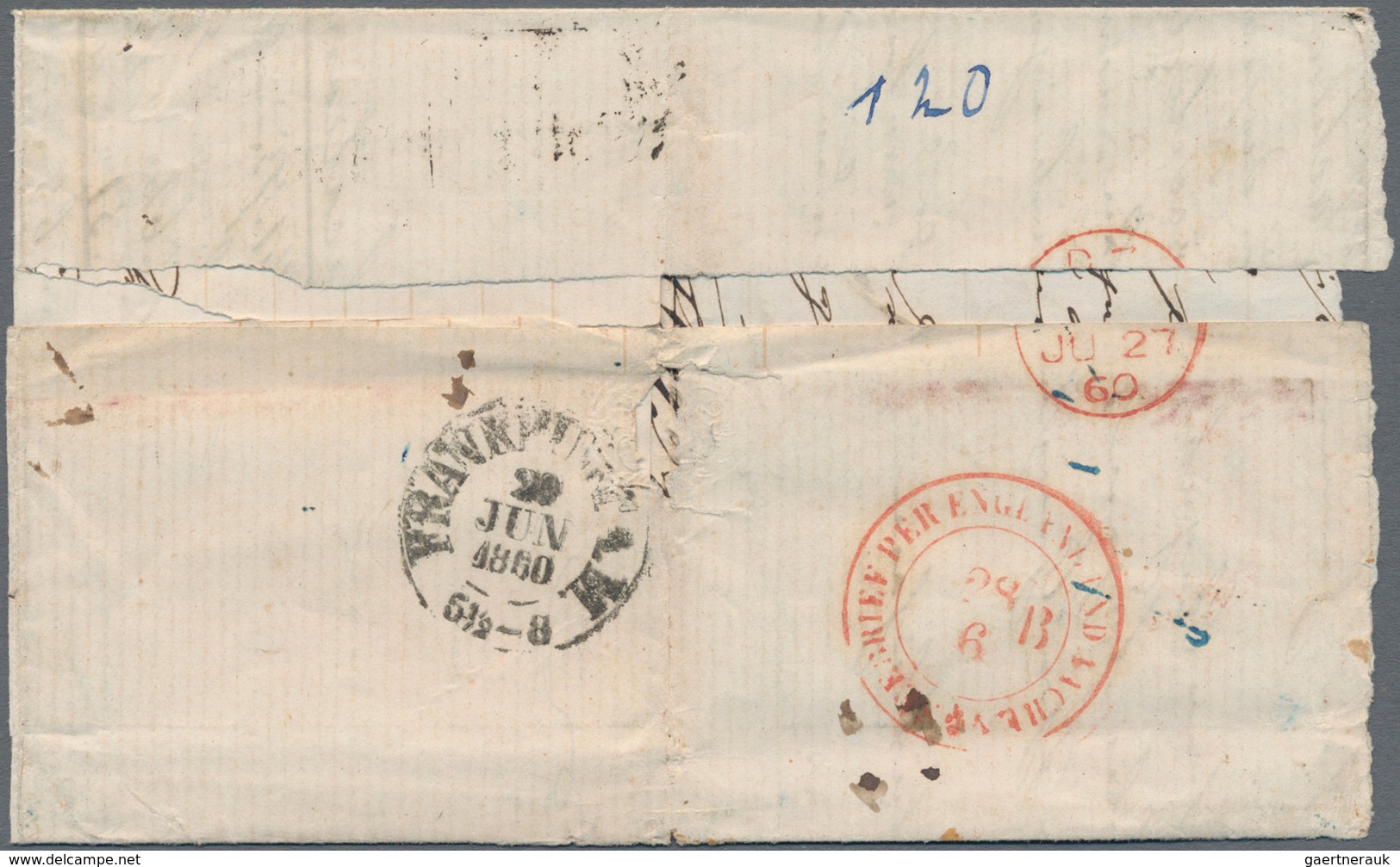 Chile: 1860, 5 C Rose-red, Three Sides Touched, Broad Margin At Right, Tied By Target Handstamp In B - Chili