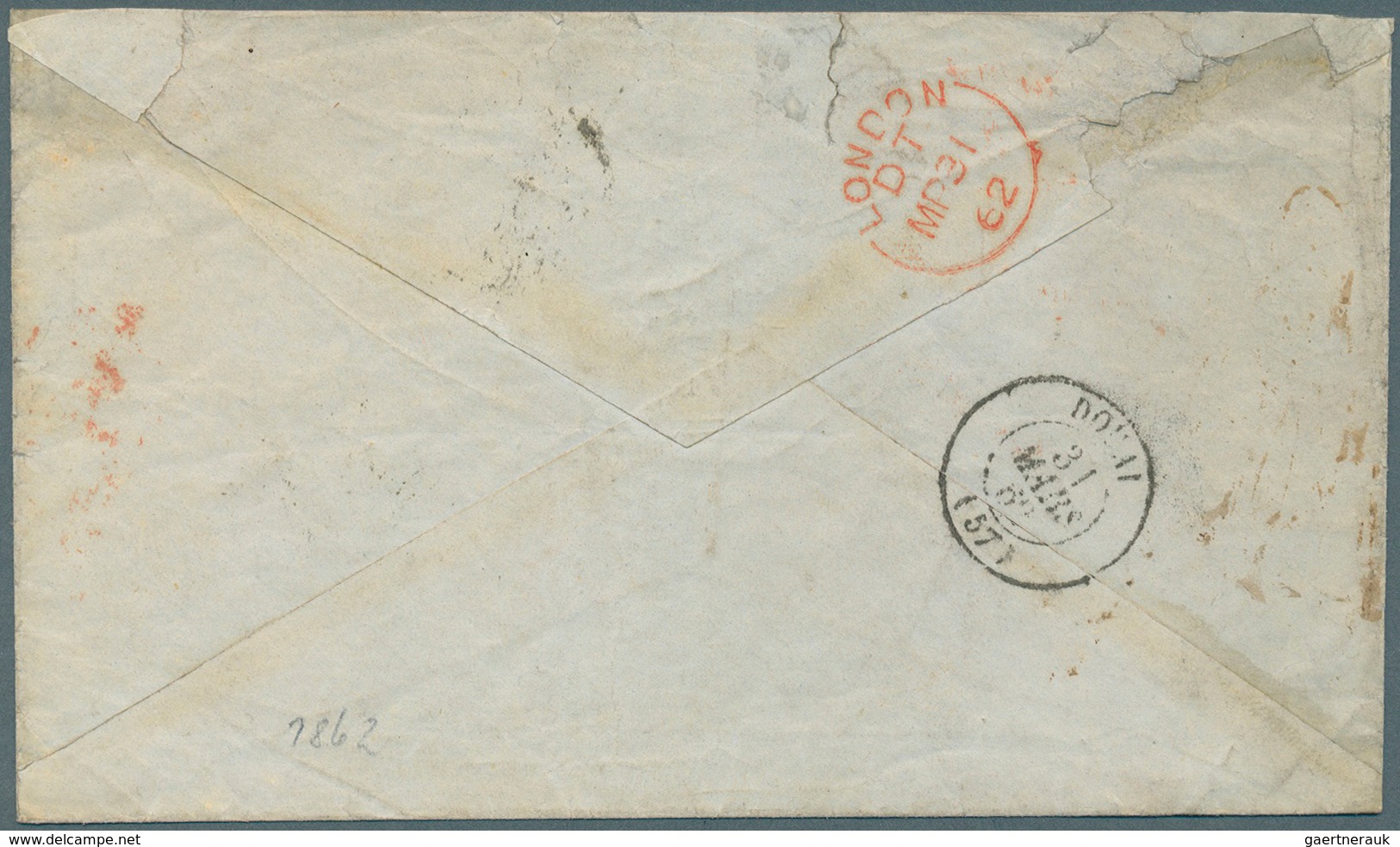 Chile: 1862-68, Three Stampless Folded Envelopes From VALPARAISO To Donai France With Several Tax Ma - Chile