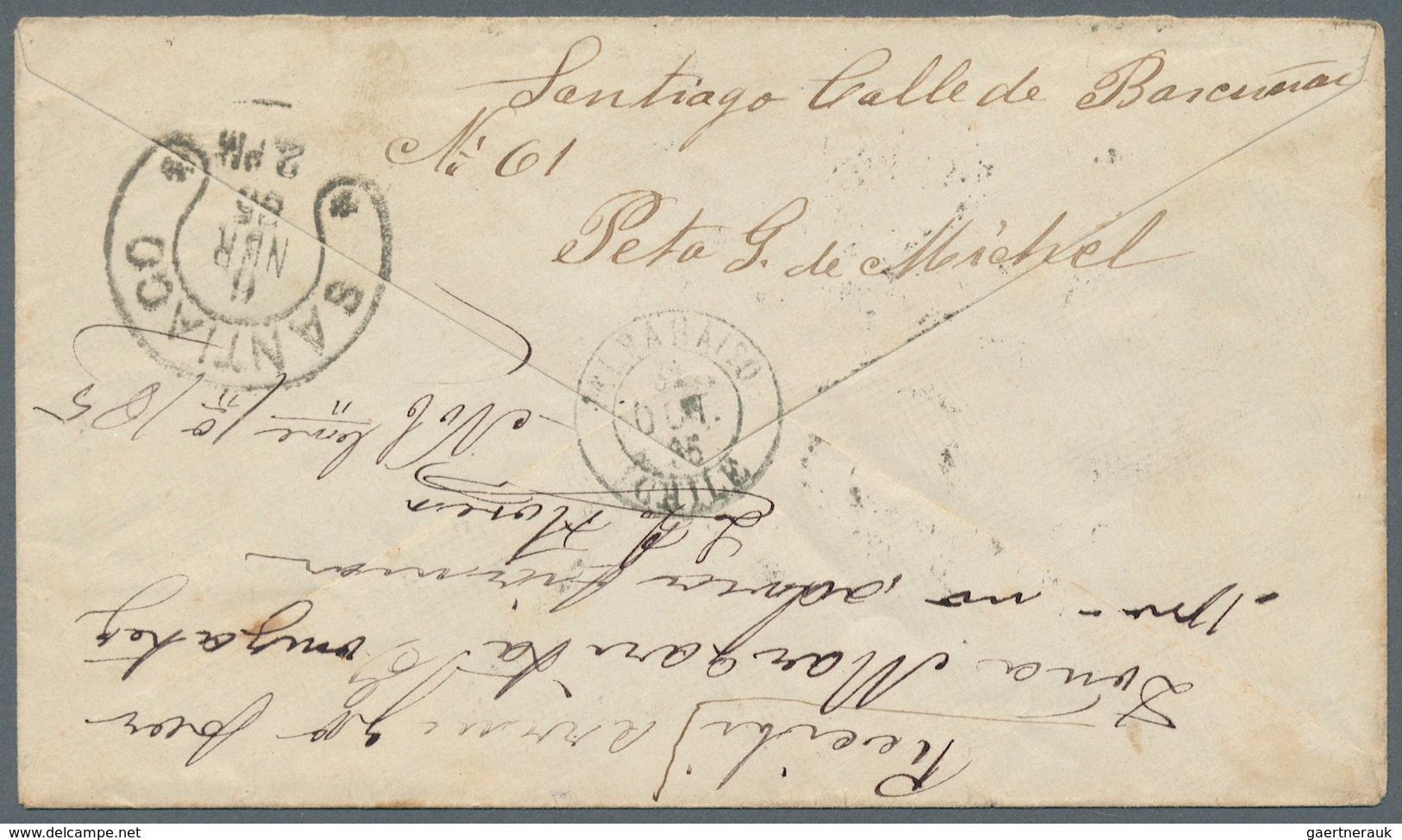 Chile - Ganzsachen: 1885, Stationery Envelope 5 C Violet Uprated 10 C Orange With Rare R-label And D - Chile