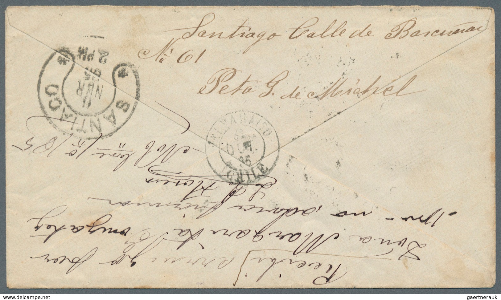 Chile - Ganzsachen: 1885, Stationery Envelope 5 C Violet Uprated 10 C Orange With Rare R-label And D - Chili