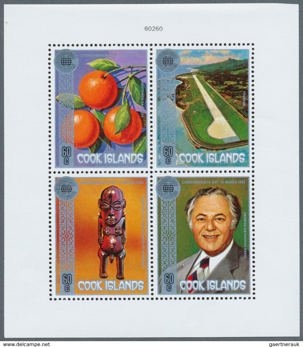 Cook-Inseln: 1983, COMMONWEALTH DAY. Miniature Sheet With The Set's 4 Stamps Showing Alternative Sta - Cookeilanden