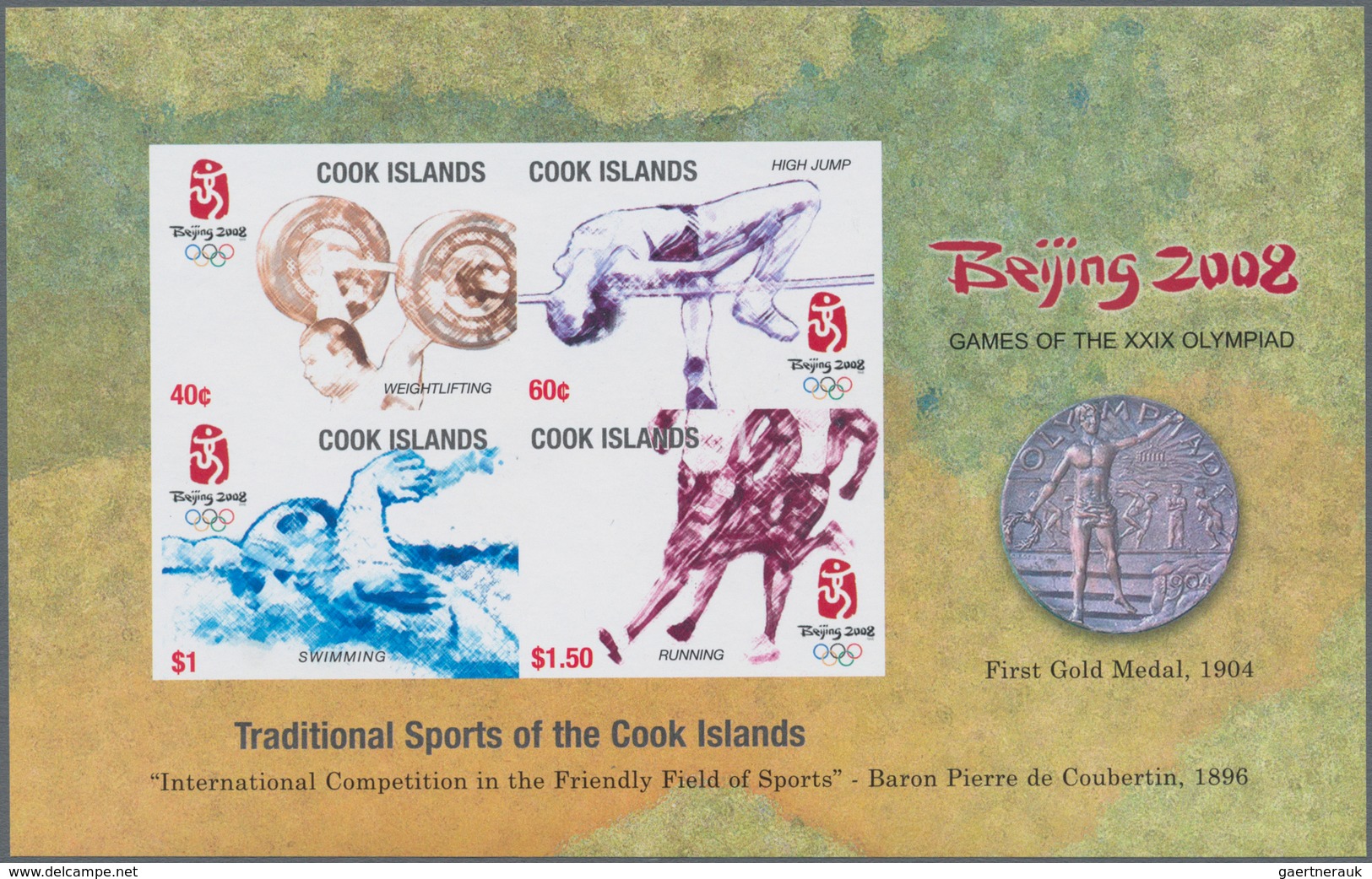 Cook-Inseln: 2008, Summer Olympics Beijing IMPERFORATE Miniature Sheet, Mint Never Hinged And Scarce - Cookinseln