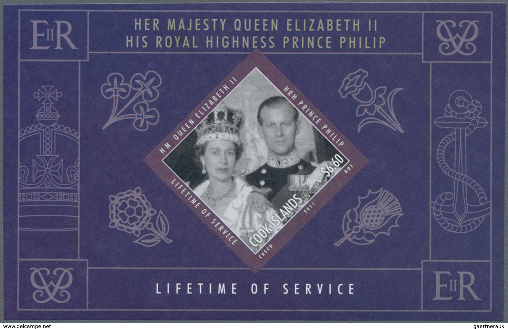 Cook-Inseln: 2010, Queen Elizabeth II And Prince Philip Special Sheetlet With Six Stamps + Three Pri - Cook Islands