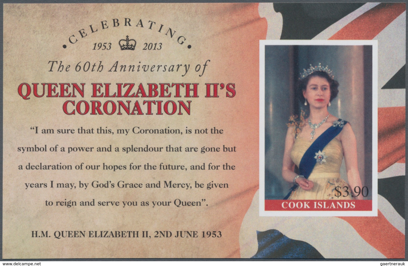 Cook-Inseln: 2013, 60th Anniversary Of Coronation Of QEII Complete IMPERFORATE Set Of Five And The I - Cook Islands