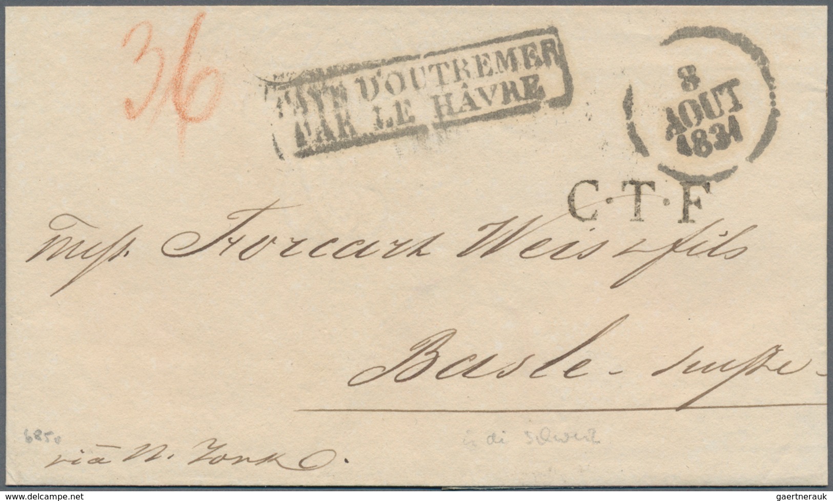 Cuba - Spanische Kolonie: 1831, Folded Letter From HAVANNA To BASEL/Switzerland With Frame Postmark - Cuba (1874-1898)