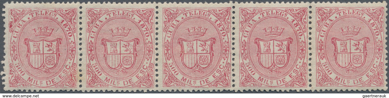 Cuba: 1870-81, CUBA TELEGRAPH 1881 20 C. Brown (no Gum), 40 C. Rose And 80 C. Green (tiny Gum Spots) - Autres & Non Classés