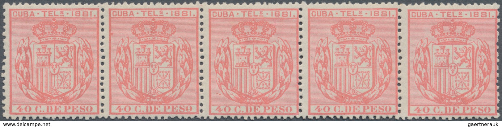 Cuba: 1870-81, CUBA TELEGRAPH 1881 20 C. Brown (no Gum), 40 C. Rose And 80 C. Green (tiny Gum Spots) - Other & Unclassified