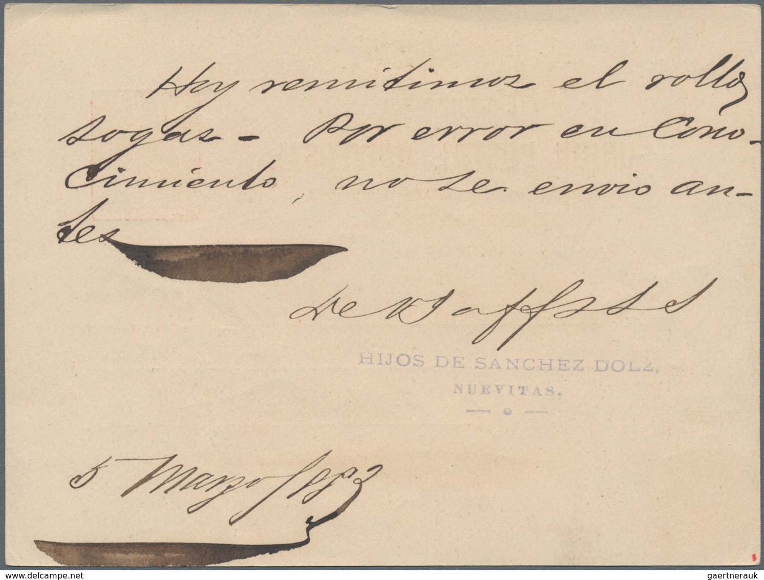 Cuba: 1883, 3 C. Vermilion Postal Stationery Card Written In Nuevitas Tied By Violet "ADMON PRAPL DE - Andere & Zonder Classificatie