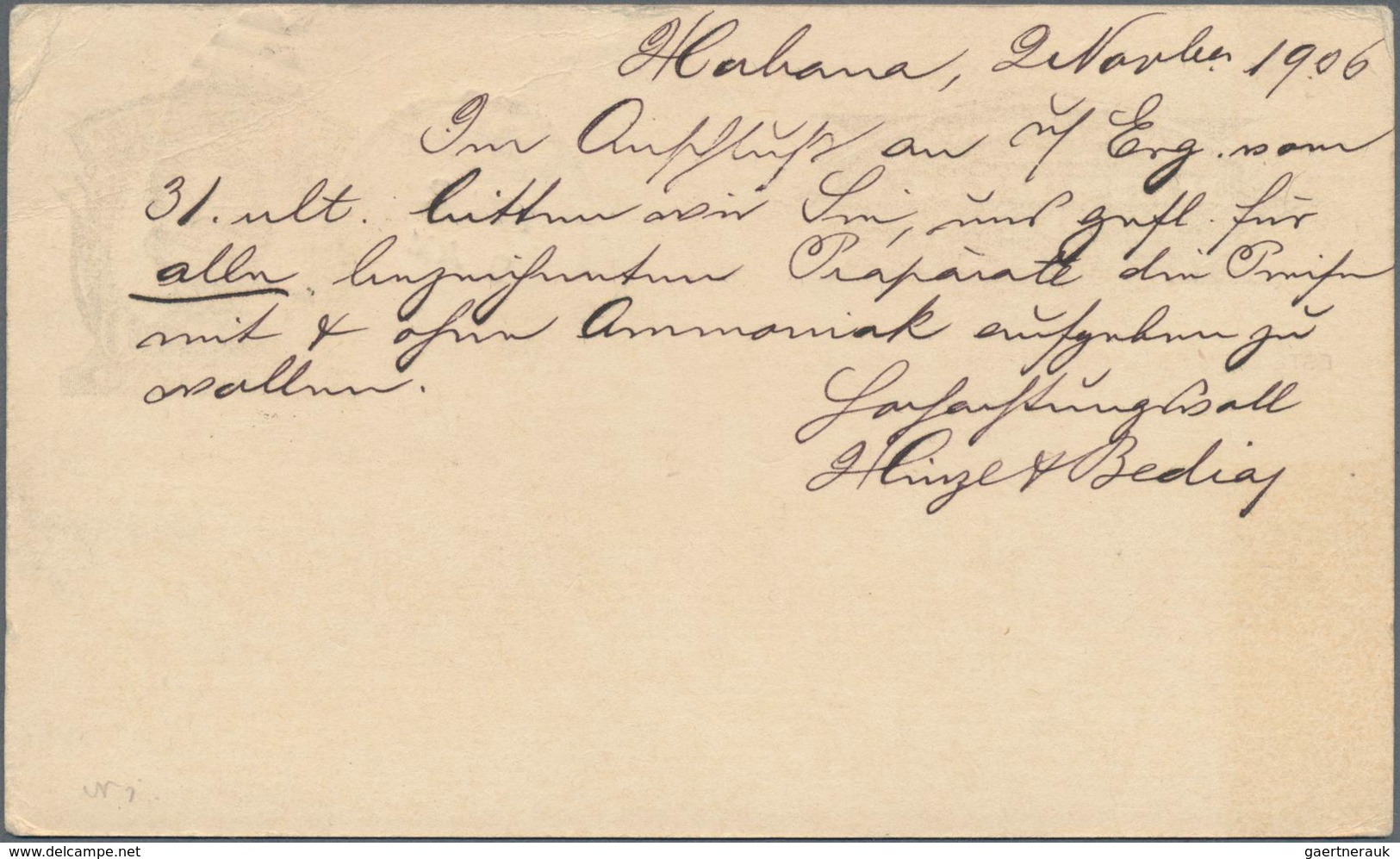 Cuba: 1902-06, Spanish American War : USA Jefferson 1c. Black Postal Stationery Card Uprated With 1c - Other & Unclassified