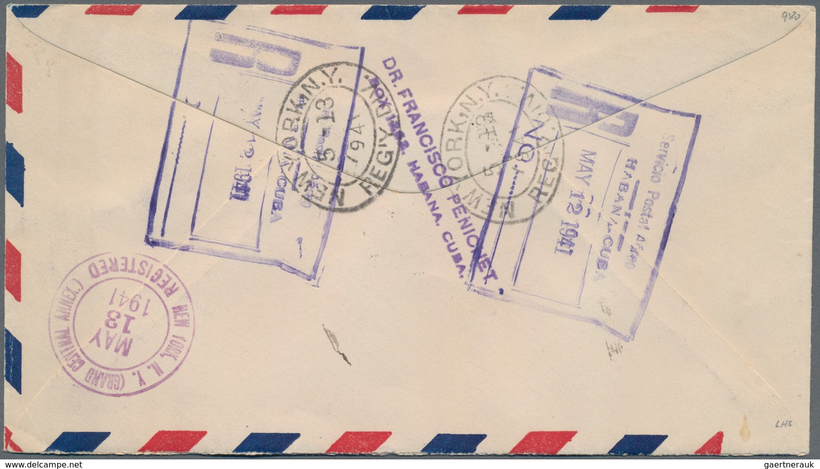 Cuba: 1941, Airmail Letter Franked With Pair 5 C. And 10 C Airmail Stamp With Double Overprint Sent - Autres & Non Classés