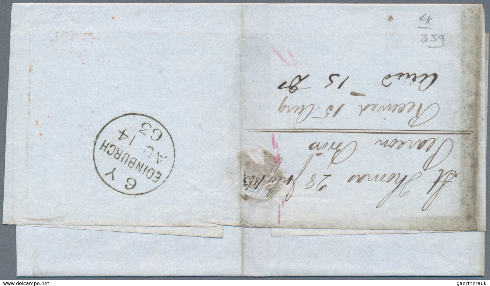 Dänisch-Westindien: 1863, "ST. THOMAS PAID" Red Circle Postmark On Folded Letter Via London (red "Lo - Dinamarca (Antillas)