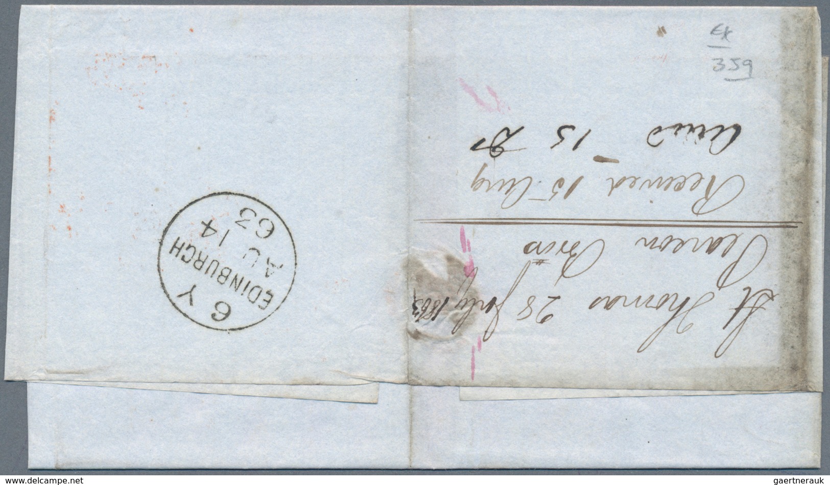 Dänisch-Westindien: 1863, "ST. THOMAS PAID" Red Circle Postmark On Folded Letter Via London (red "Lo - Deens West-Indië