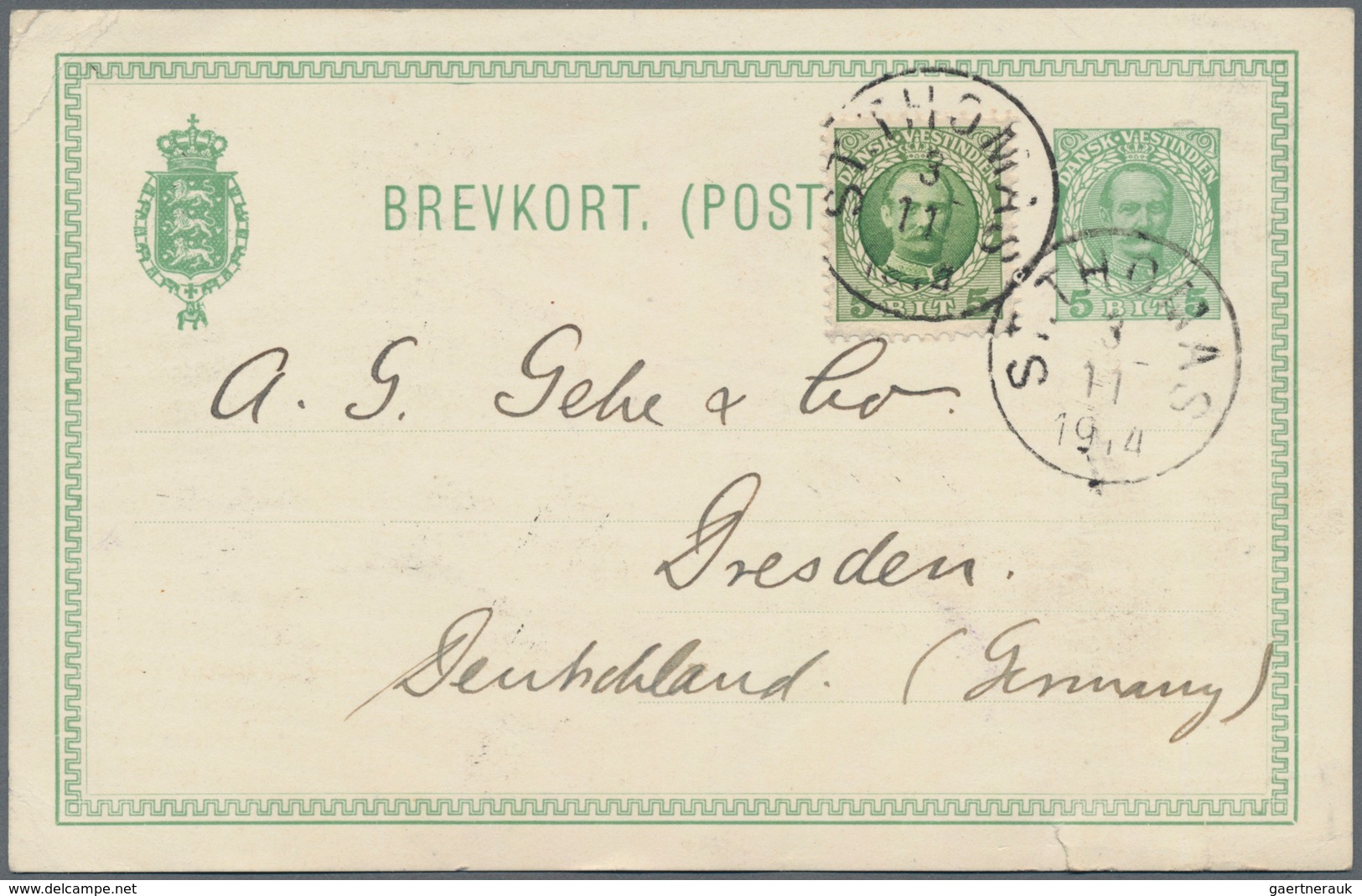 Dänisch-Westindien: 1893/1914 Three Postal Stationery Cards Sent From St. Thomas To Dresden, Germany - Deens West-Indië