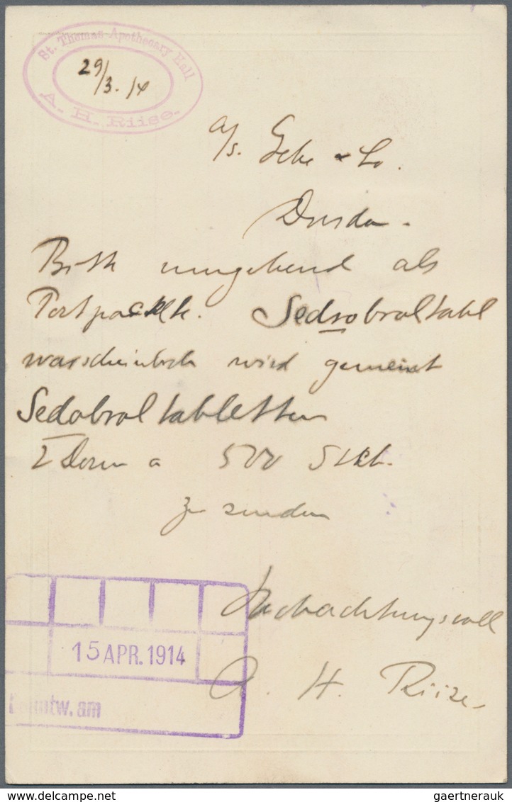 Dänisch-Westindien: 1893/1914 Three Postal Stationery Cards Sent From St. Thomas To Dresden, Germany - Deens West-Indië