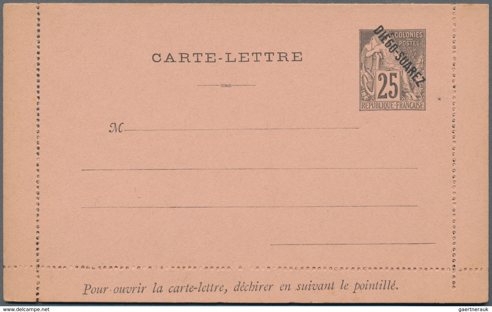 Diego Suarez: 1892 Three Unused Postal Stationery Lettercards With Different Kinds Of Perforation, O - Andere & Zonder Classificatie