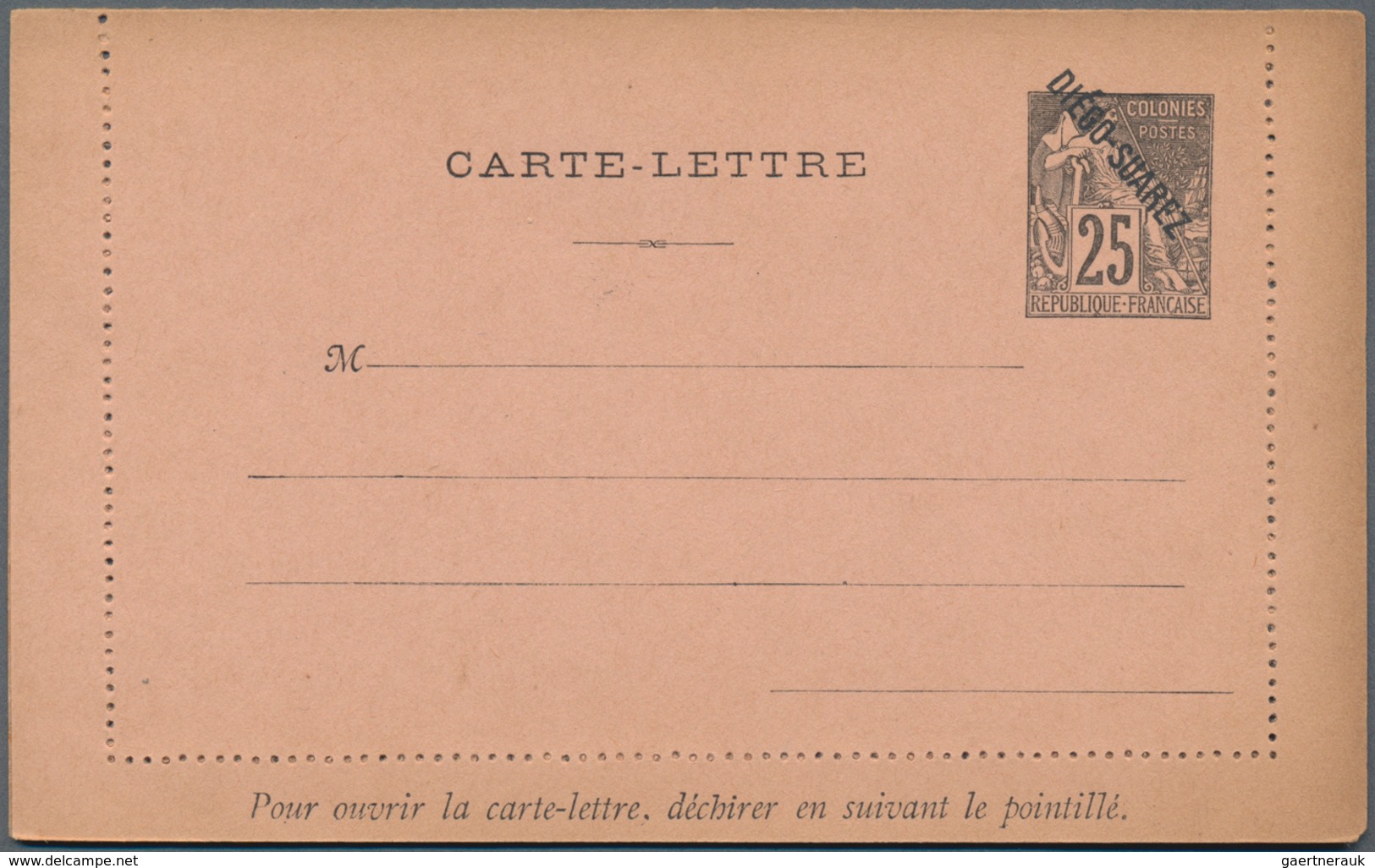 Diego Suarez: 1892 Three Unused Postal Stationery Lettercards With Different Kinds Of Perforation, O - Other & Unclassified