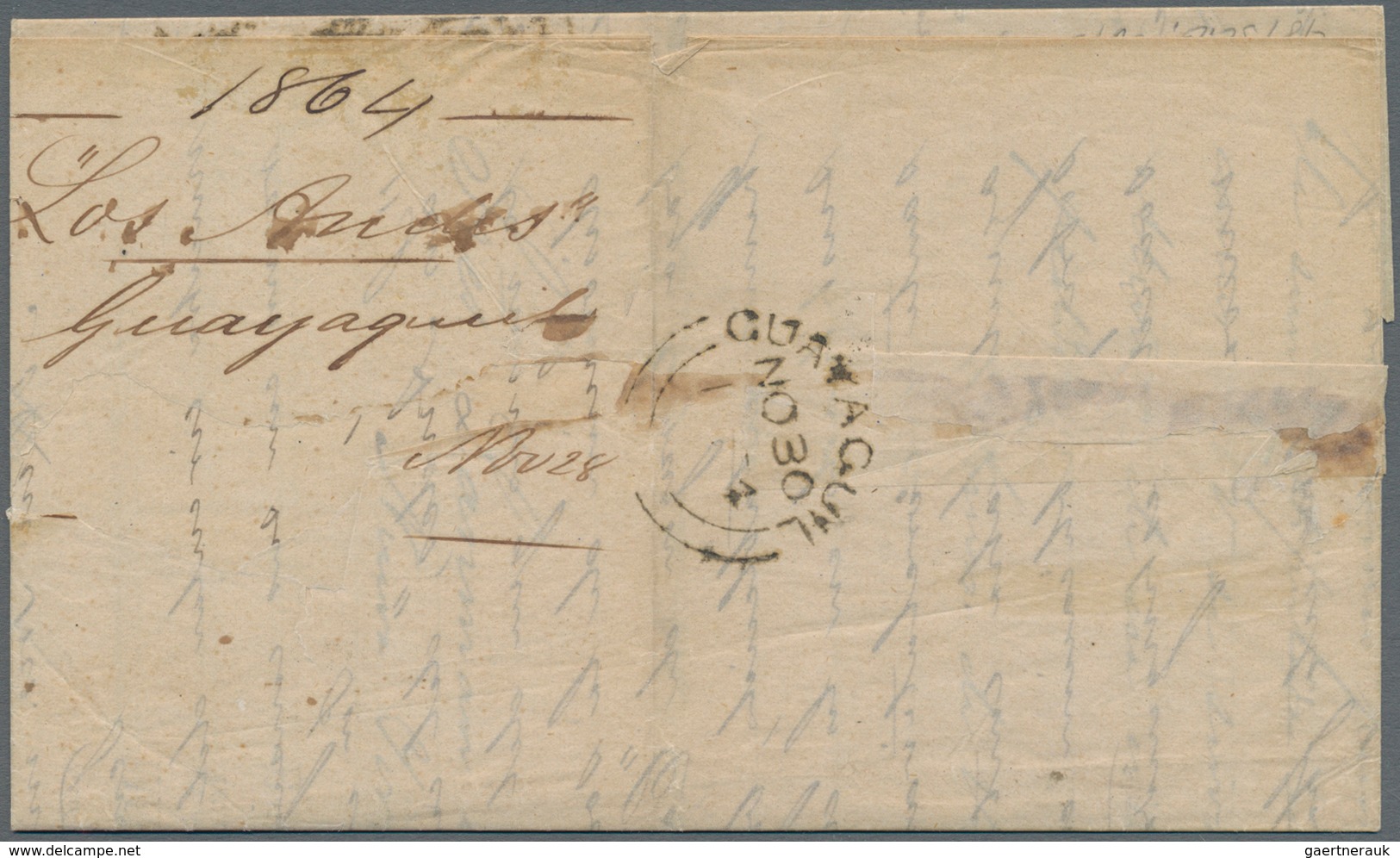 Ecuador: 1864, Entire Letter From GUAYAQUIL, NO 30 1864, Sent Via Transit Panama To New York, On The - Ecuador