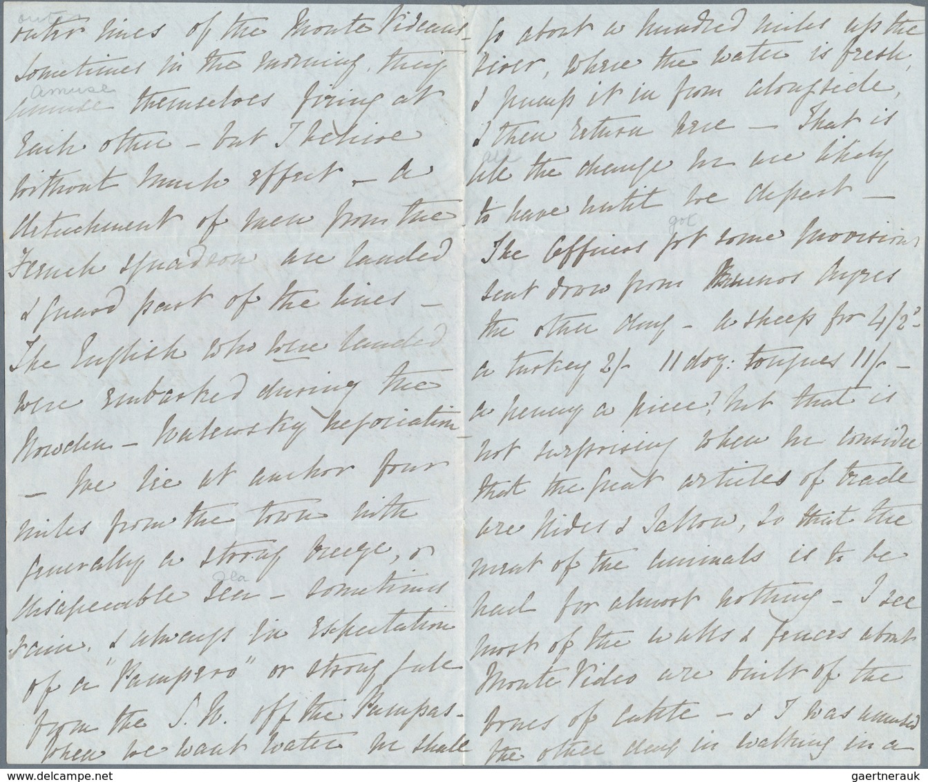 Falklandinseln: 1849, Eight Envelope-content Double Pages Written From The Captain Fanshawe, Command - Falklandeilanden