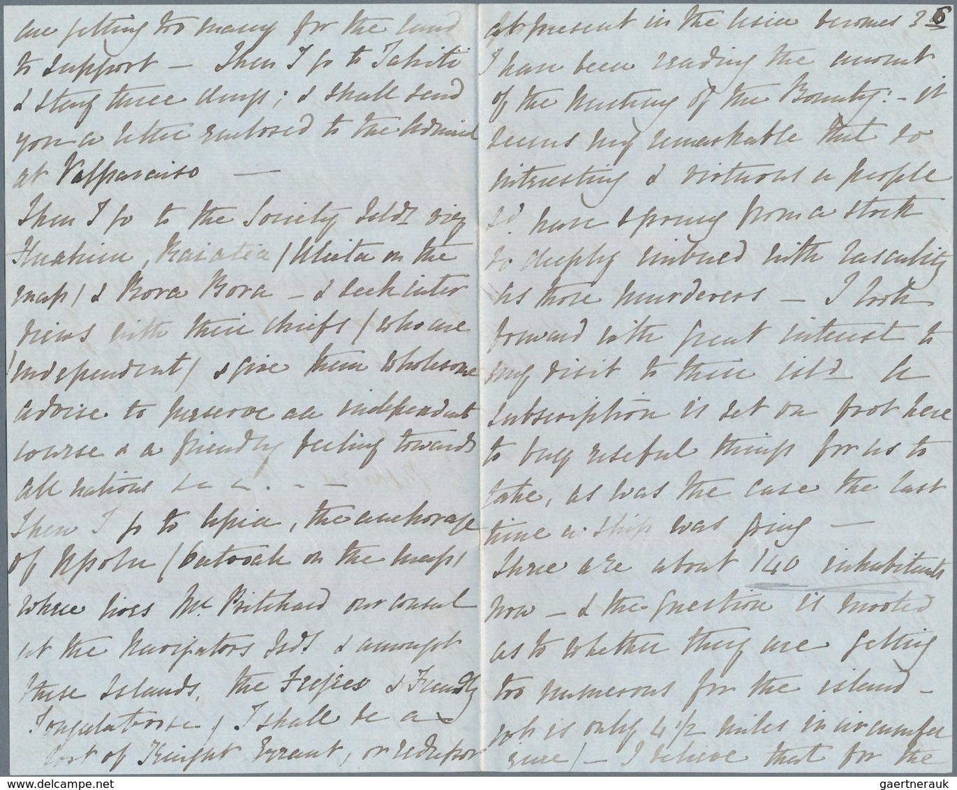 Falklandinseln: 1849, Eight Envelope-content Double Pages Written From The Captain Fanshawe, Command - Falklandeilanden