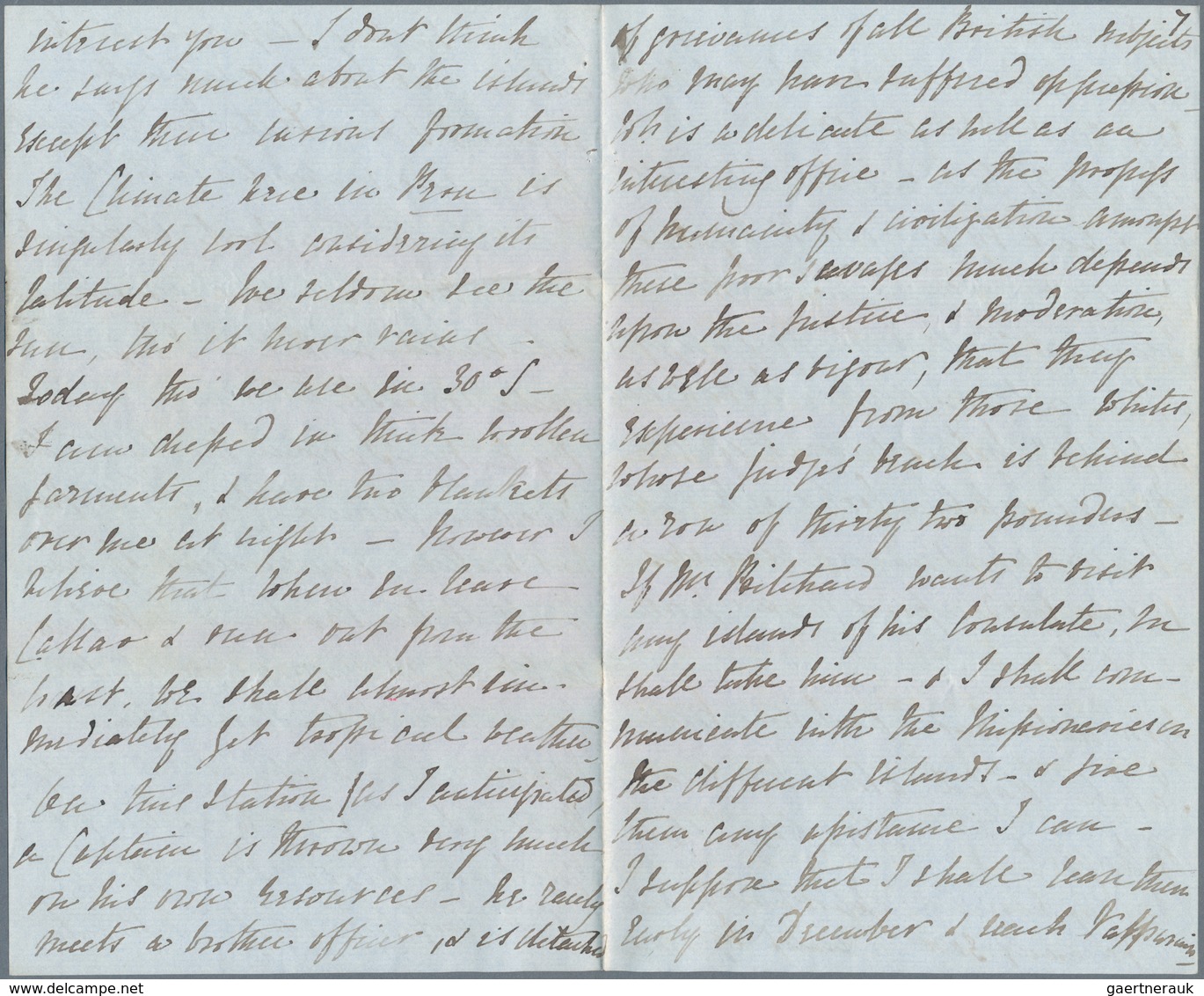 Falklandinseln: 1849, Eight Envelope-content Double Pages Written From The Captain Fanshawe, Command - Falklandeilanden