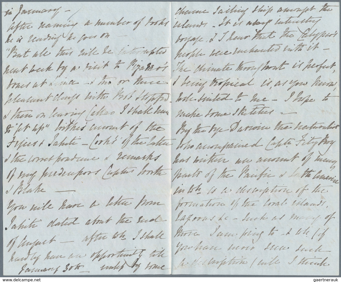 Falklandinseln: 1849, Eight envelope-content double pages written from the Captain Fanshawe, Command