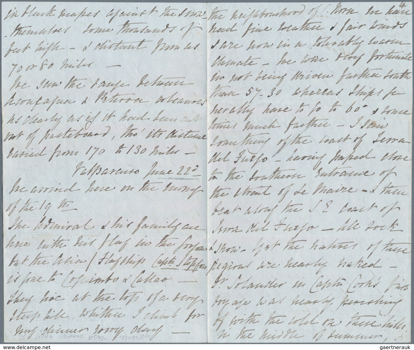 Falklandinseln: 1849, Eight envelope-content double pages written from the Captain Fanshawe, Command