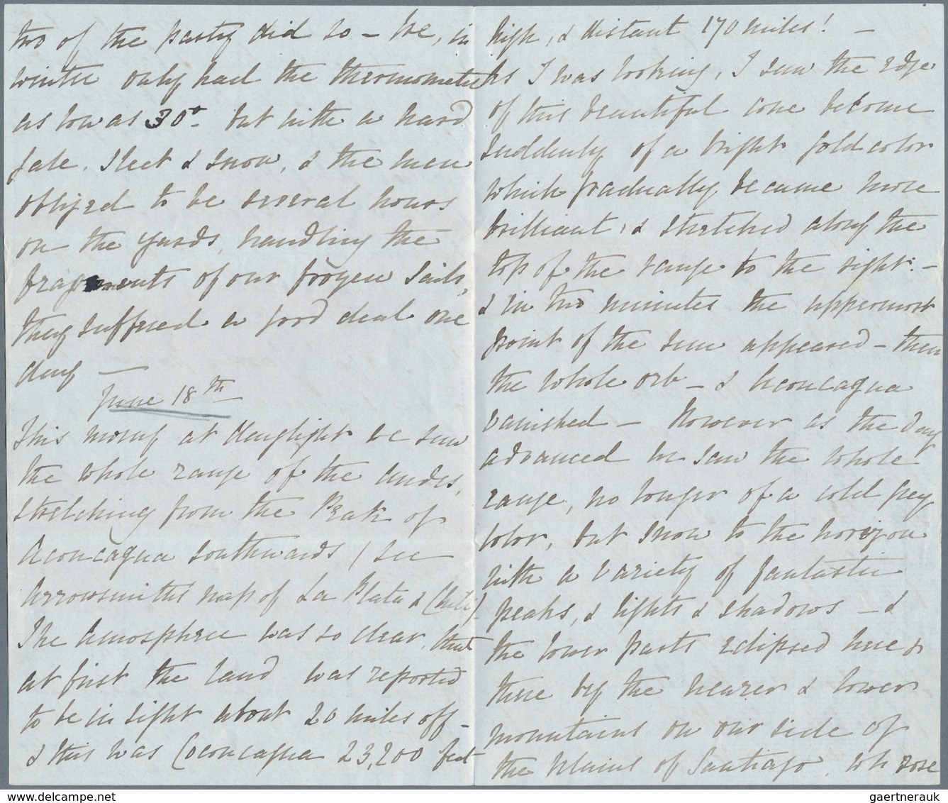 Falklandinseln: 1849, Eight envelope-content double pages written from the Captain Fanshawe, Command