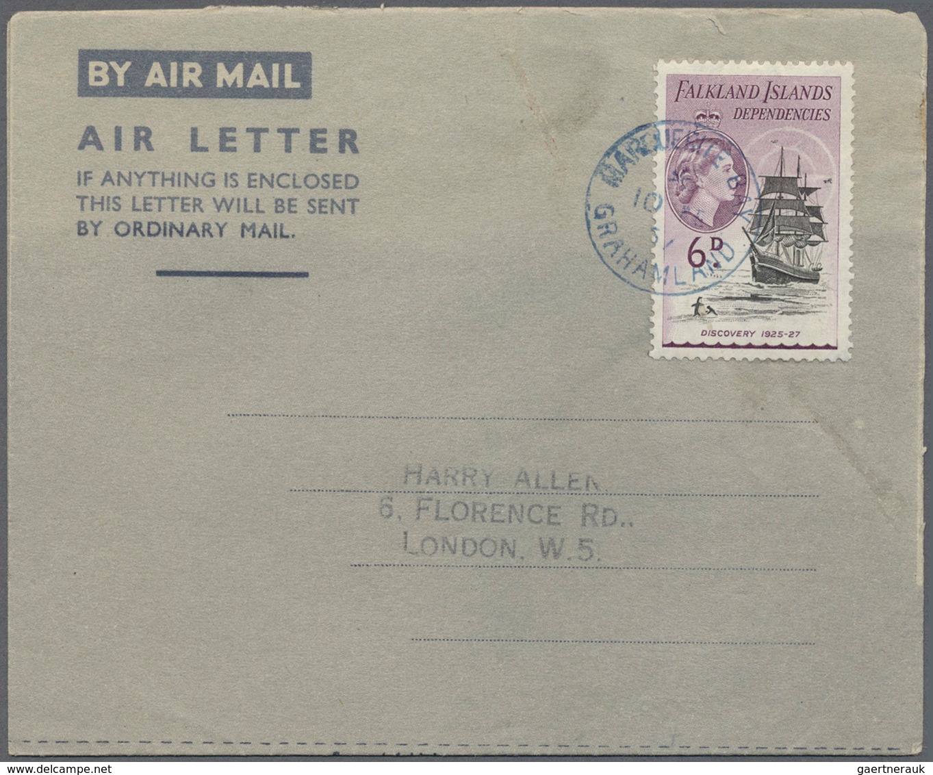 Falklandinseln: 1952/58, Four Air Letters At 6d Rate, Franked KGVI (1) Or QEII (3) On Army Form W301 - Falkland Islands