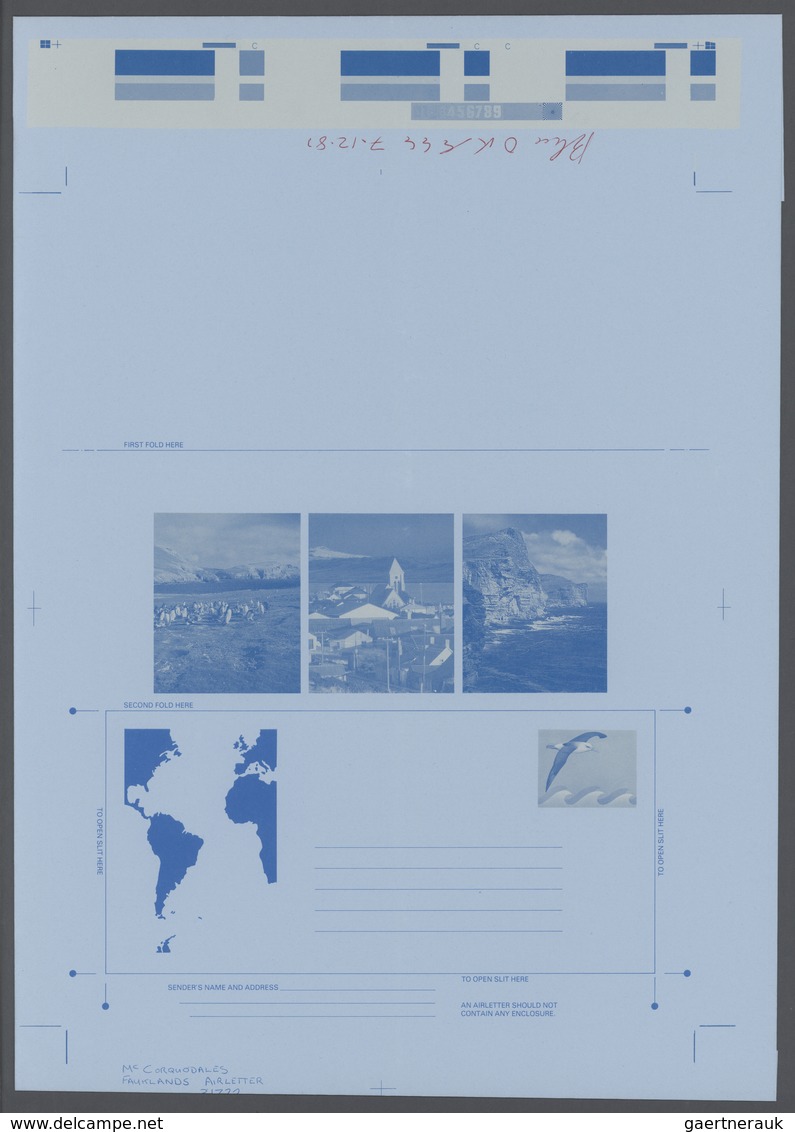 Falklandinseln: 1984, Two Printers Colour Progressive Proofs, One Printed In Blue, The Other Printed - Falklandeilanden