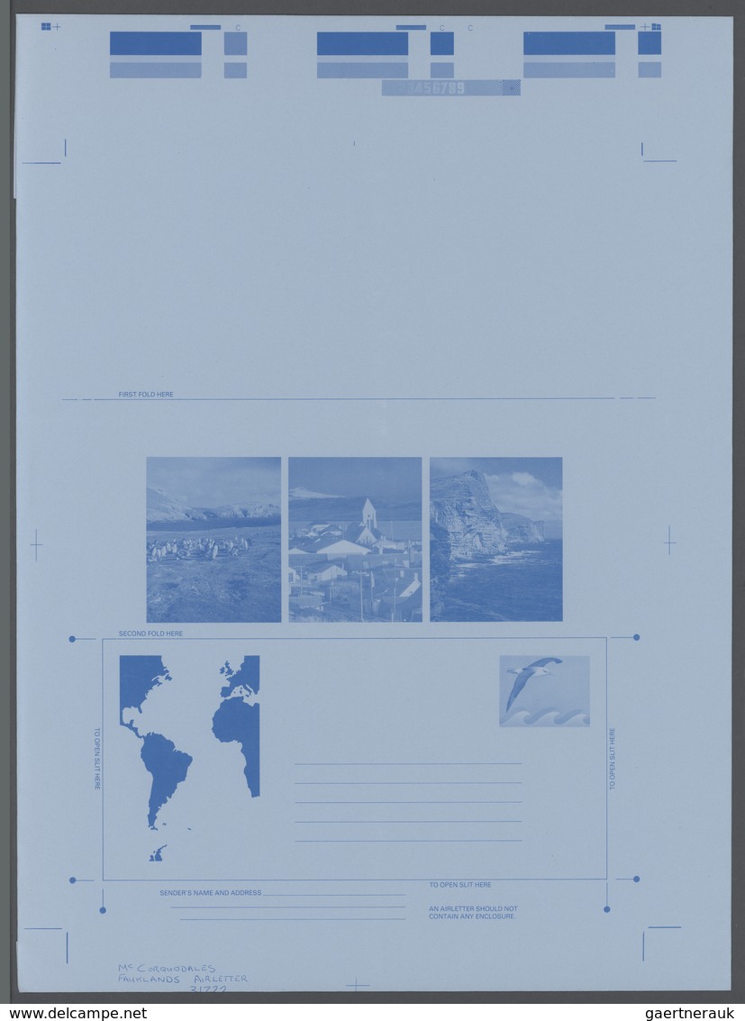 Falklandinseln: 1984, Two Printers Colour Progressive Proofs: One Printed In Blue And Other In White - Falkland Islands