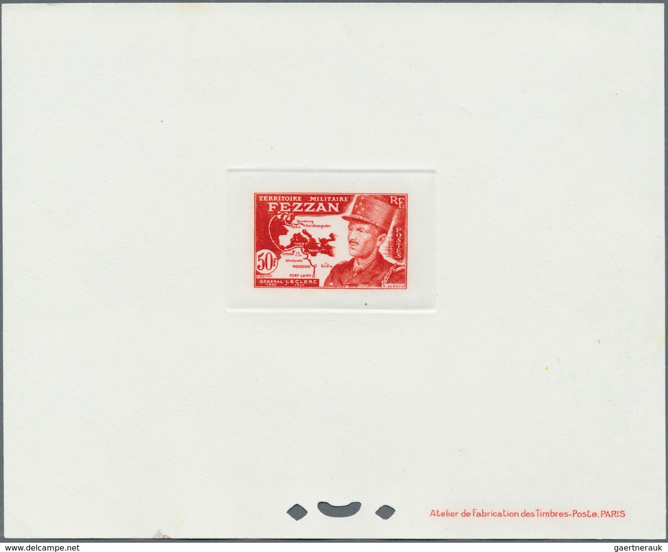 Fezzan: 1949. Lot with eight single epreuves d'atelier for some stamps of the definitives set (Sc #2