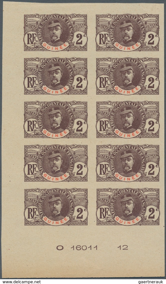 Französisch-Guinea: 1906/1907, Definitives, 2c. Lilac-brown/red, Imperforate Essay, Marginal Imprint - Other & Unclassified