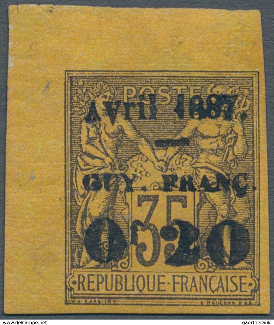 Französisch-Guyana: 1887, 35 C. Allegory Black-brown On Dark Yellow With Overprint 'AVRIL 1887 / GUY - Ungebraucht
