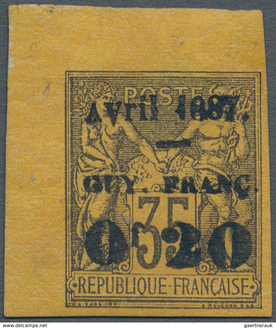 Französisch-Guyana: 1887, 35 C. Allegory Black-brown On Dark Yellow With Overprint 'AVRIL 1887 / GUY - Ongebruikt