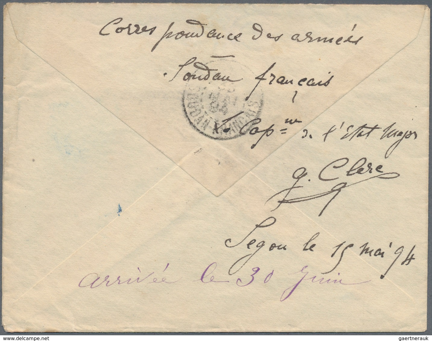 Französisch-Sudan: 1894, "SOUDAN FRANCAISE LIGNE J No 2" Blue Shippost-cancel On Fieldpost Letter Sh - Covers & Documents