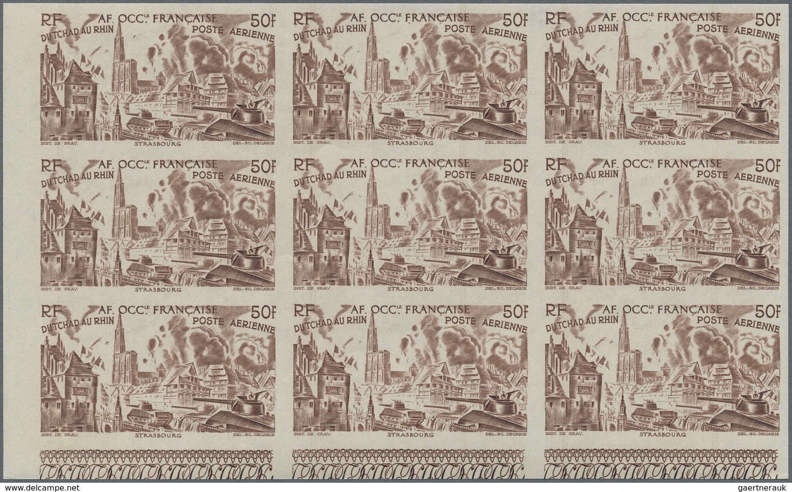 Französisch-Westafrika: 1946, Du Chad Au Rhin, 5fr.-50fr., Complete Set Of Six Values In Imperforate - Other & Unclassified