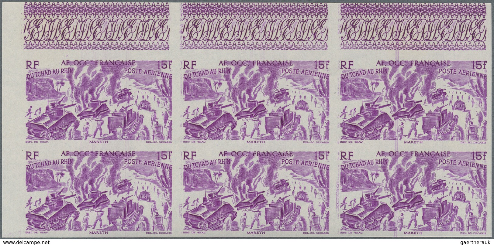 Französisch-Westafrika: 1946, Du Chad Au Rhin, 5fr.-50fr., Complete Set Of Six Values In Imperforate - Other & Unclassified