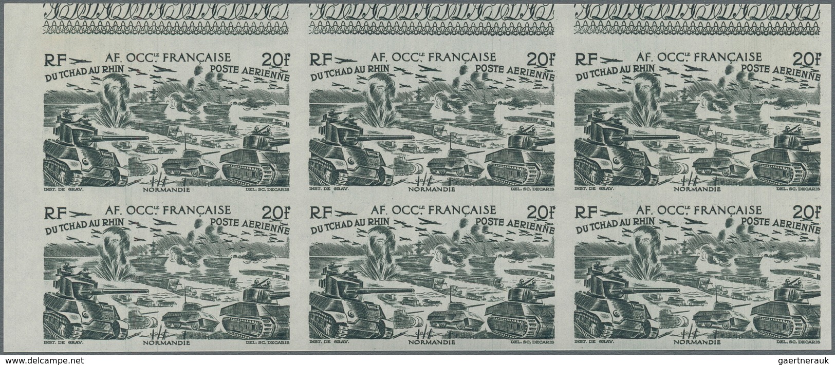 Französisch-Westafrika: 1946, Du Chad Au Rhin, 5fr.-50fr., Complete Set Of Six Values In Imperforate - Andere & Zonder Classificatie