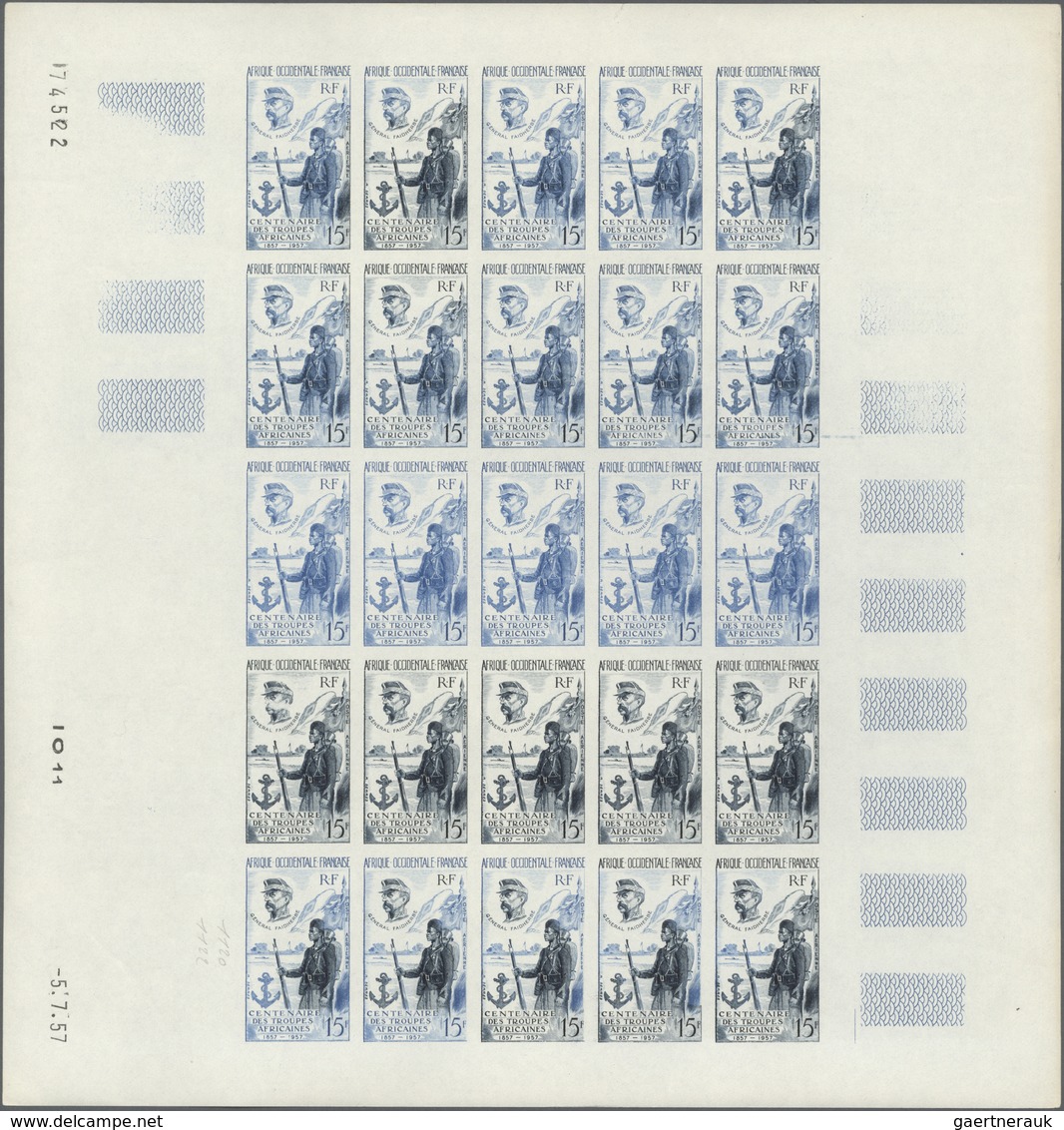 Französisch-Westafrika: 1957. Complete Issue "Centenary Of French African Troops" (1 Value) In 4 Dif - Andere & Zonder Classificatie