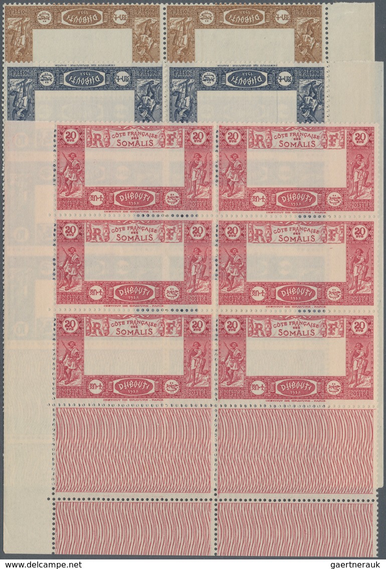 Französische Somaliküste: 1938, View Of Djibouti Definitives 5fr., 10fr. And 20fr. With MISSING CENT - Covers & Documents