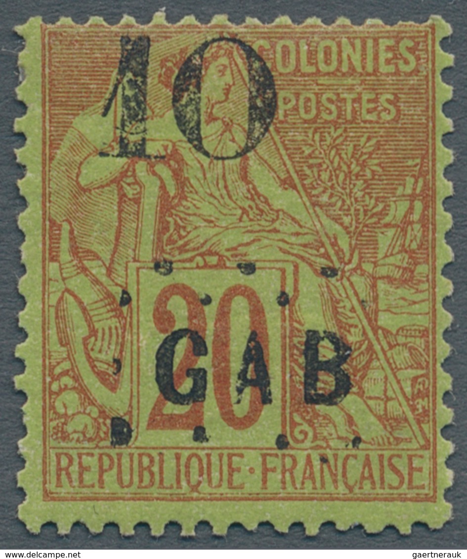 Gabun: 1886/88, 10 C. On 20 C. Red On Green With Handstamped Overprint "GAB" In Fine Condition, Sign - Unused Stamps