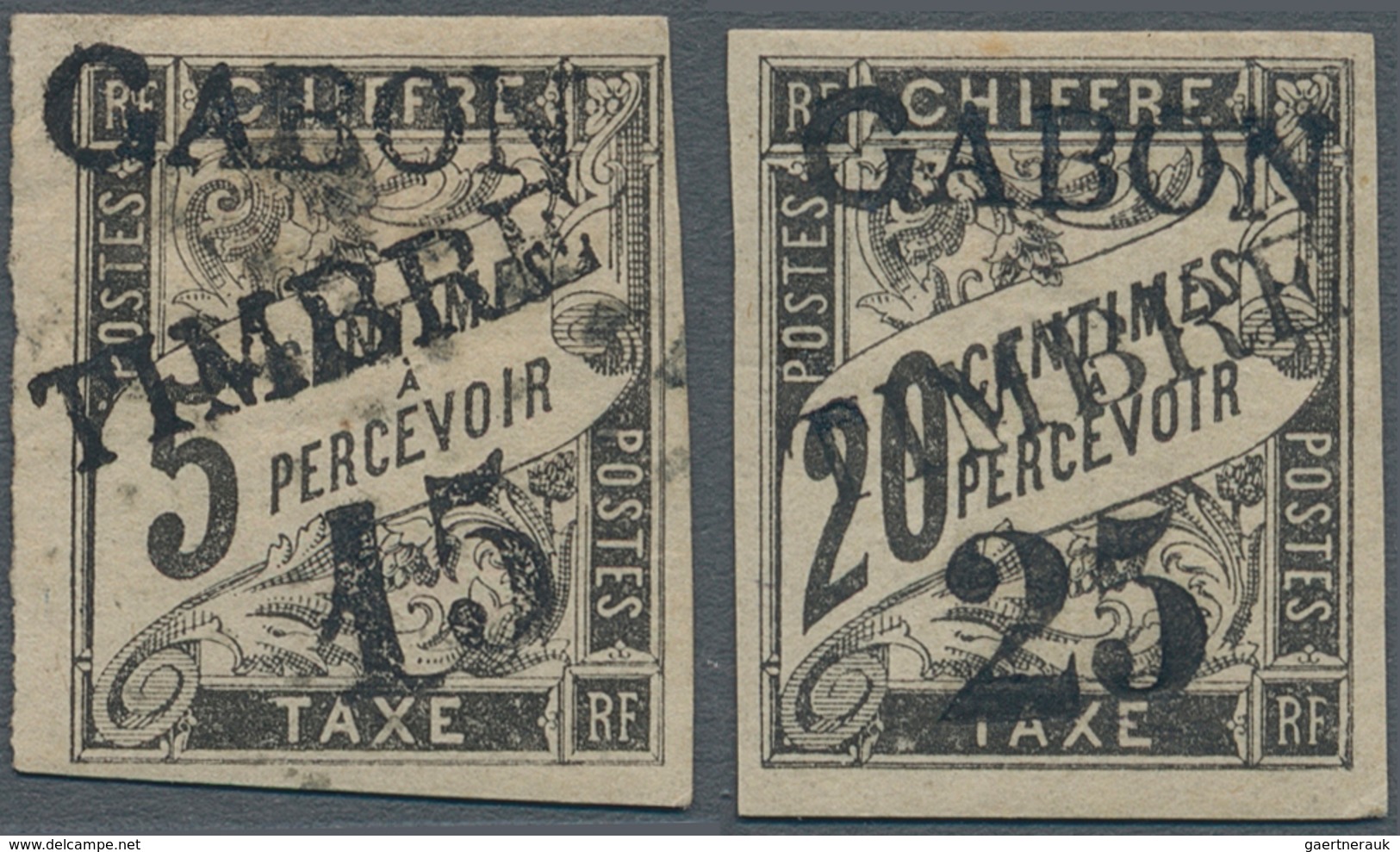 Gabun: 1889, Postage Due Stamps Of The French Colonies (General Issue) With Three-line Overprint "GA - Unused Stamps