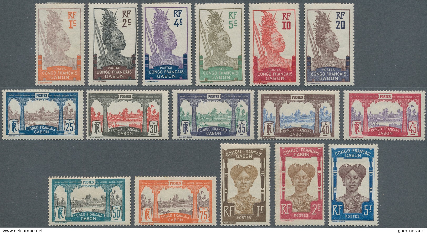 Gabun: 1910, 1 C. - 5 Fr. „CONGO FRANCAIS GABON" Complete Set, Superb Mint, Hinged. A Few Stamps Wit - Unused Stamps