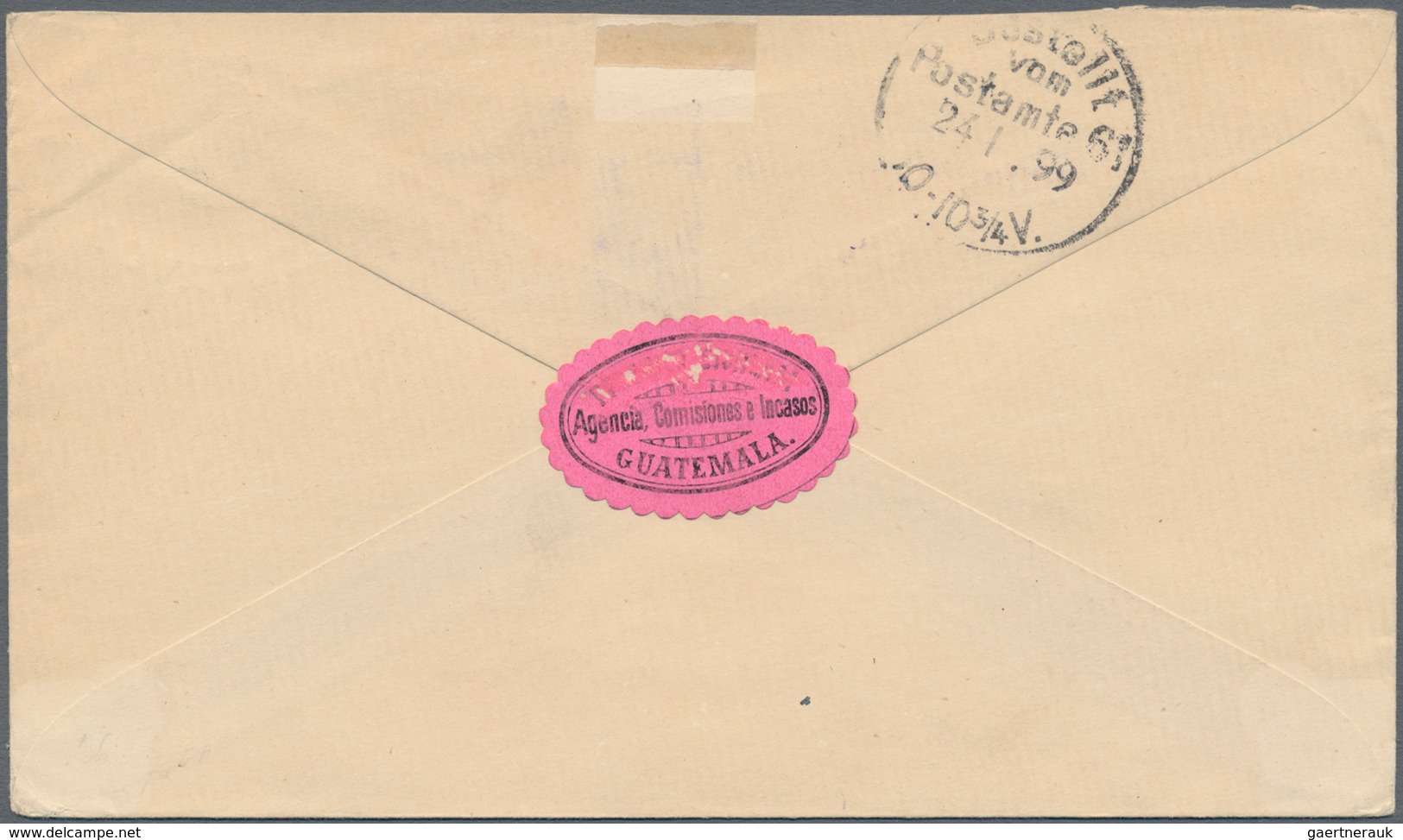 Guatemala - Ganzsachen: 1898, 2c. On 5c. Light Blue, Uprated Stationery Envelope Form "GUATEMALA CIT - Guatemala